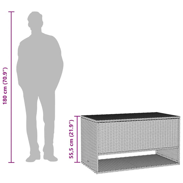Beige Outdoor Kissenbox Poly Rattan 100 cm