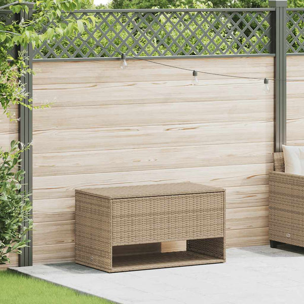 Beige Outdoor Kissenbox Poly Rattan 100 cm