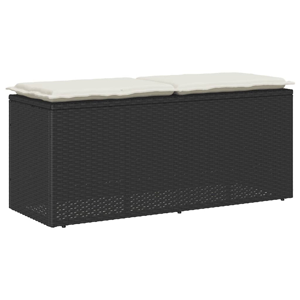 Schwarze Gartenbank mit Kissen 110 cm