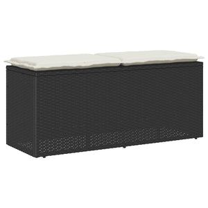 Schwarze Gartenbank mit Kissen 110 cm