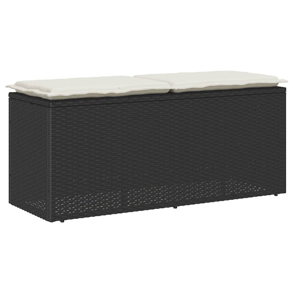 Schwarze Gartenbank mit Kissen 110 cm