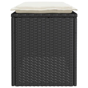 Schwarze Gartenbank mit Kissen 110 cm
