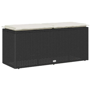 Schwarze Gartenbank mit Kissen 110 cm