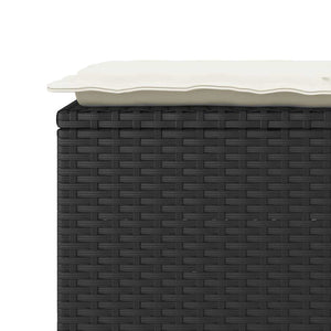 Schwarze Gartenbank mit Kissen 110 cm