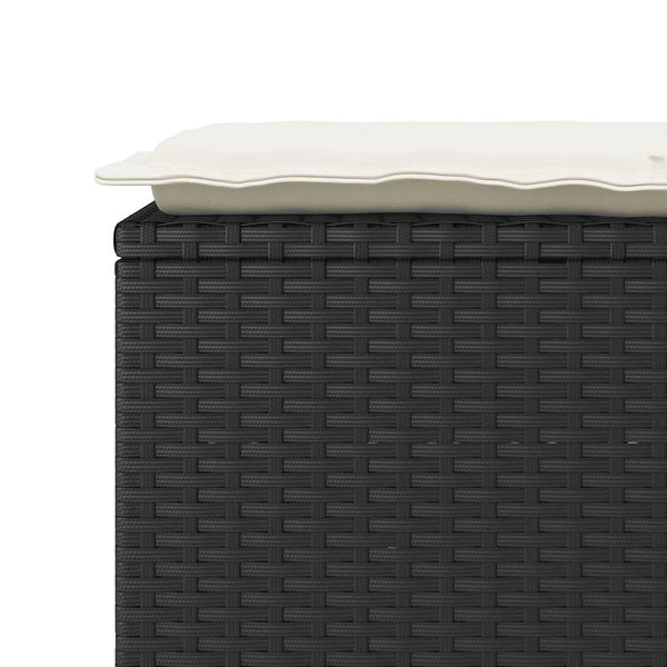 Schwarze Gartenbank mit Kissen 110 cm