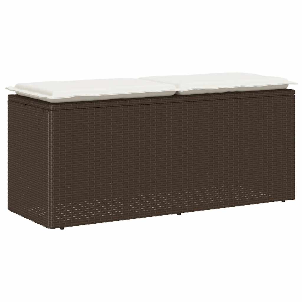 Gartenbank Braun mit Kissen Poly Rattan 110 cm