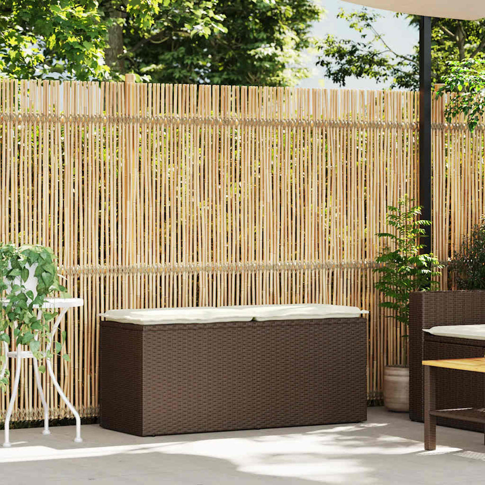 Gartenbank Braun mit Kissen Poly Rattan 110 cm