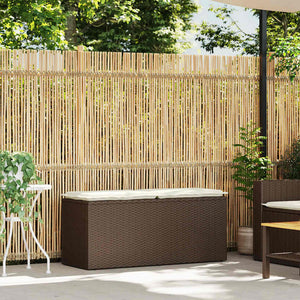 Gartenbank Braun mit Kissen Poly Rattan 110 cm
