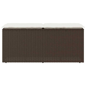Gartenbank Braun mit Kissen Poly Rattan 110 cm