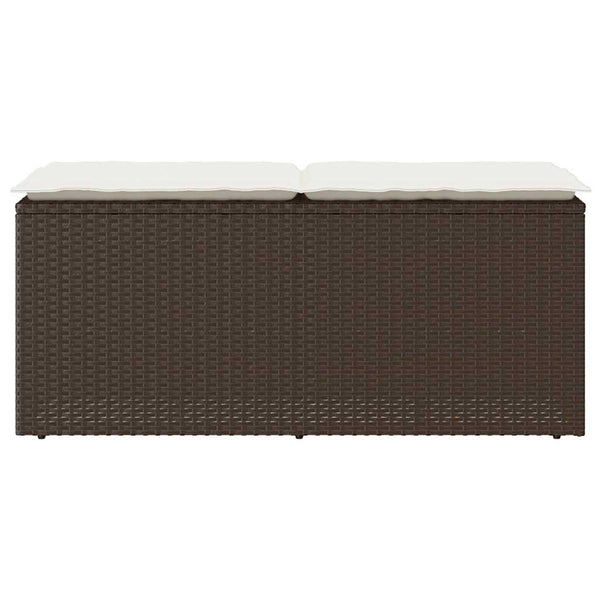 Gartenbank Braun mit Kissen Poly Rattan 110 cm
