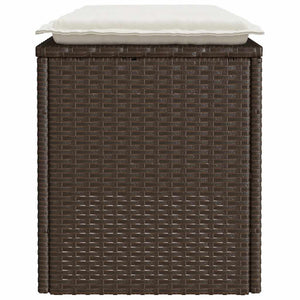 Gartenbank Braun mit Kissen Poly Rattan 110 cm