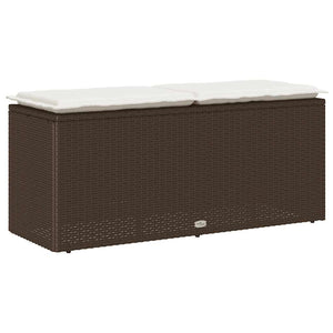 Gartenbank Braun mit Kissen Poly Rattan 110 cm