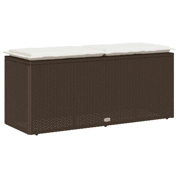 Gartenbank Braun mit Kissen Poly Rattan 110 cm