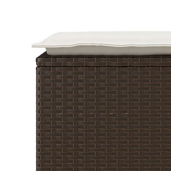 Gartenbank Braun mit Kissen Poly Rattan 110 cm