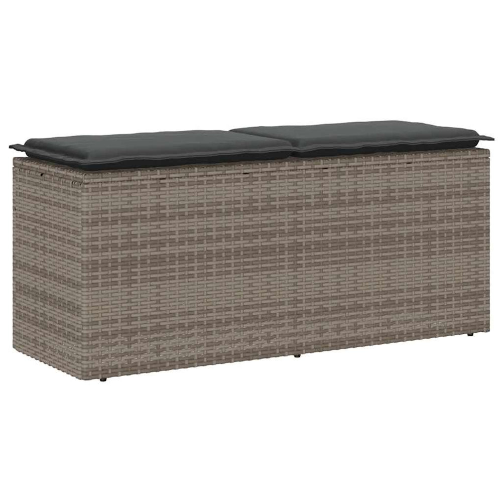 Gartenbank Grau mit Kissen 110 cm Poly Rattan