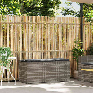 Gartenbank Grau mit Kissen 110 cm Poly Rattan
