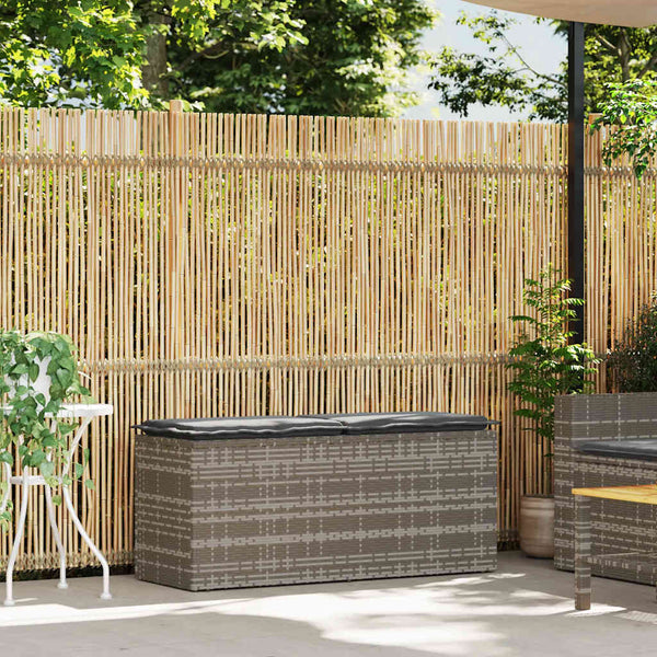 Gartenbank Grau mit Kissen 110 cm Poly Rattan
