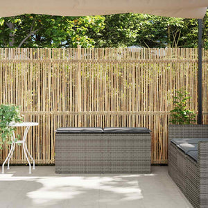 Gartenbank Grau mit Kissen 110 cm Poly Rattan