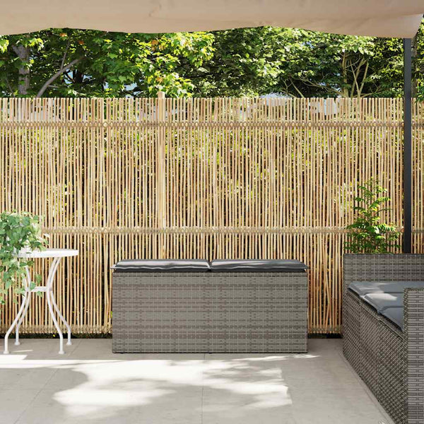 Gartenbank Grau mit Kissen 110 cm Poly Rattan