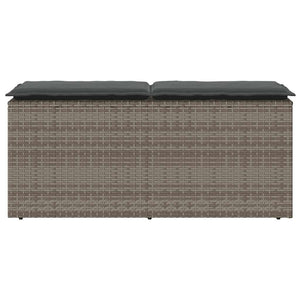 Gartenbank Grau mit Kissen 110 cm Poly Rattan