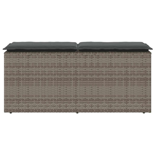 Gartenbank Grau mit Kissen 110 cm Poly Rattan