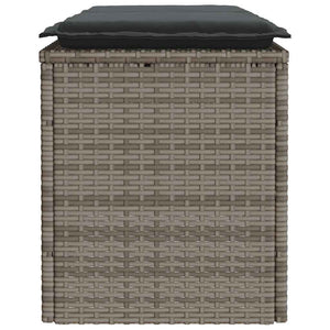 Gartenbank Grau mit Kissen 110 cm Poly Rattan