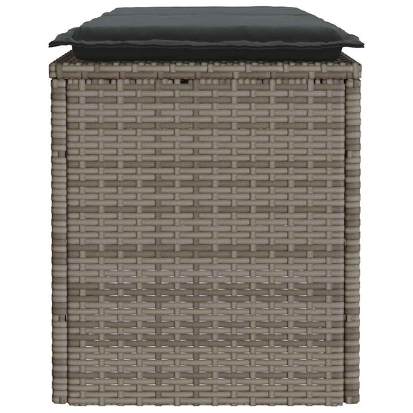 Gartenbank Grau mit Kissen 110 cm Poly Rattan