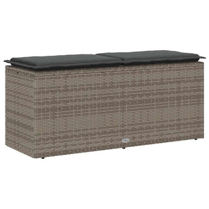 Gartenbank Grau mit Kissen 110 cm Poly Rattan
