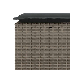 Gartenbank Grau mit Kissen 110 cm Poly Rattan