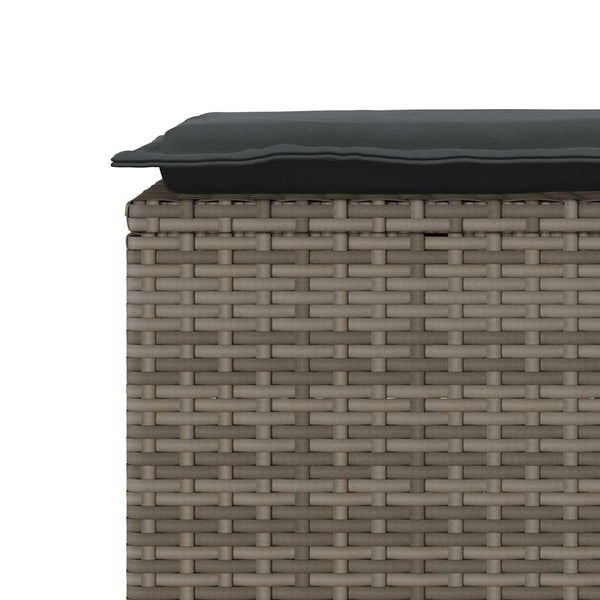 Gartenbank Grau mit Kissen 110 cm Poly Rattan