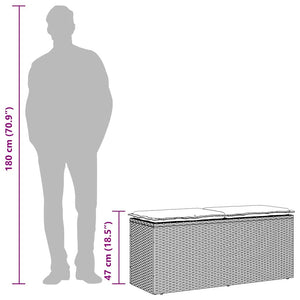 Gartenbank Grau mit Kissen 110 cm Poly Rattan
