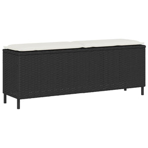 Gartenbank Schwarz mit Kissen 110 cm Poly Rattan