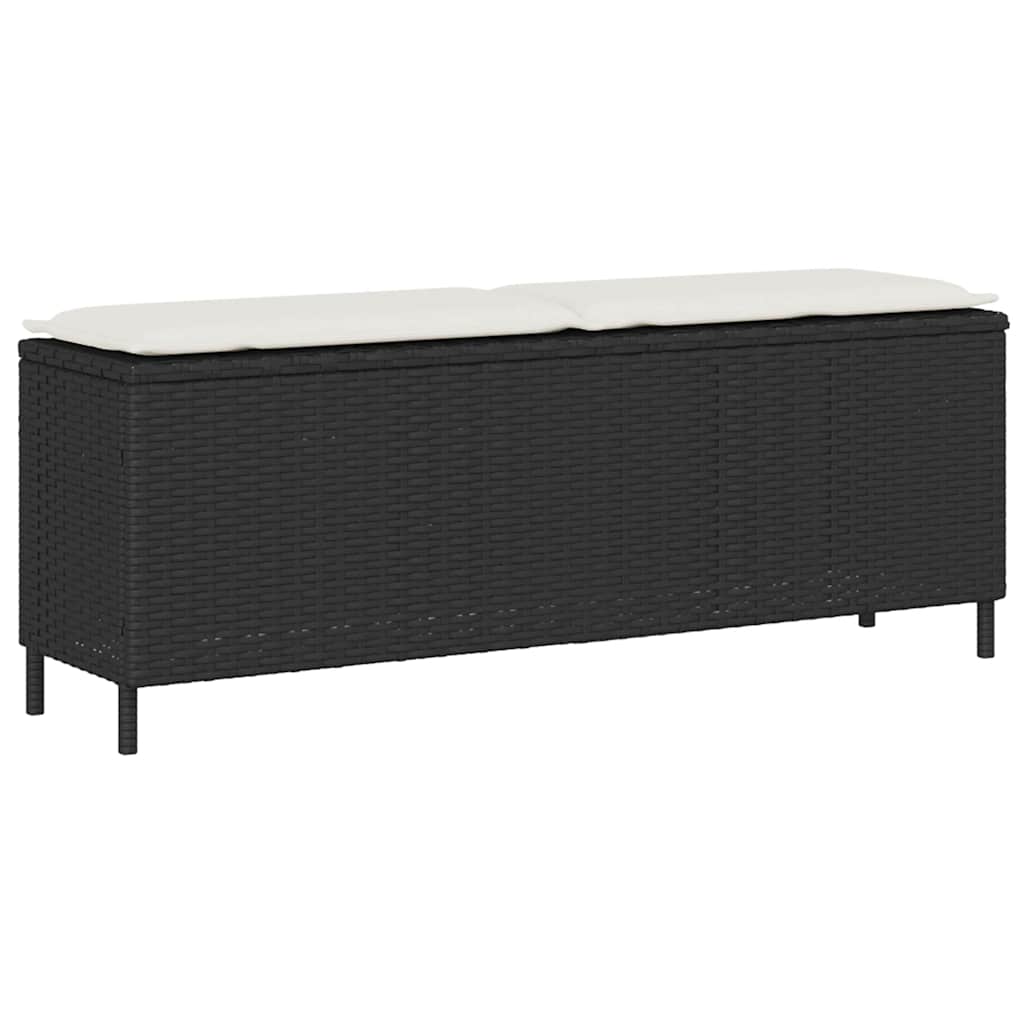 Gartenbank Schwarz mit Kissen 110 cm Poly Rattan