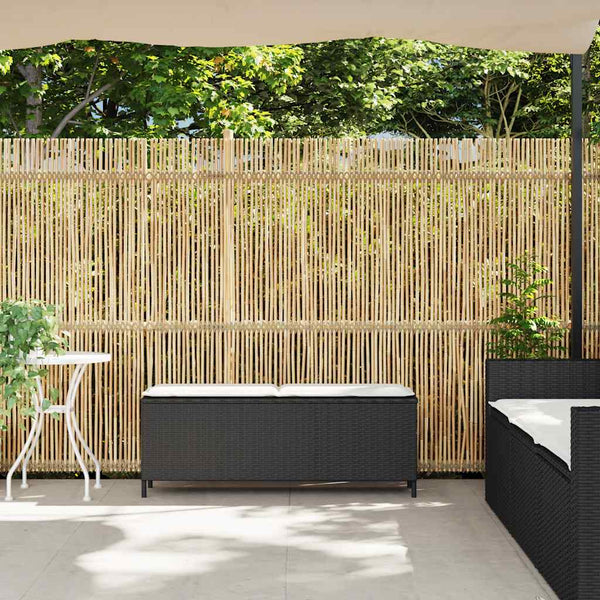 Gartenbank Schwarz mit Kissen 110 cm Poly Rattan
