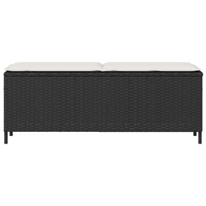Gartenbank Schwarz mit Kissen 110 cm Poly Rattan