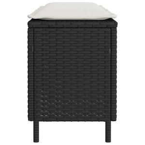 Gartenbank Schwarz mit Kissen 110 cm Poly Rattan