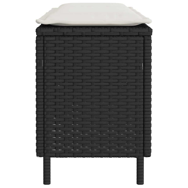Gartenbank Schwarz mit Kissen 110 cm Poly Rattan