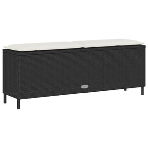 Gartenbank Schwarz mit Kissen 110 cm Poly Rattan