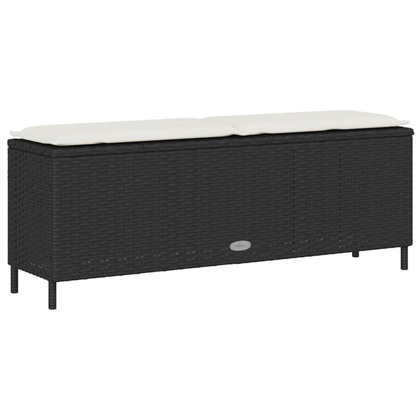 Gartenbank Schwarz mit Kissen 110 cm Poly Rattan