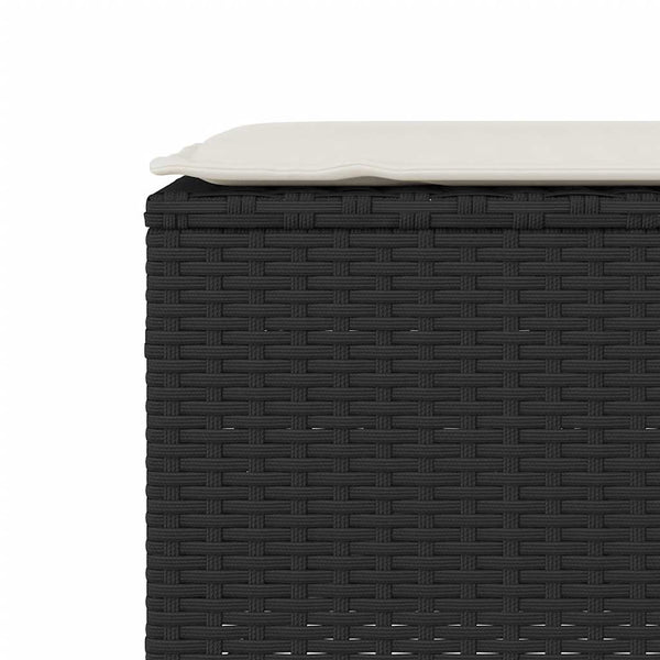 Gartenbank Schwarz mit Kissen 110 cm Poly Rattan