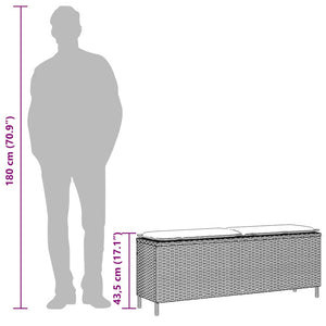 Gartenbank Schwarz mit Kissen 110 cm Poly Rattan