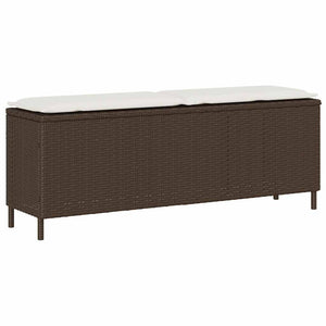 Gartenbank Braun mit Kissen 110 cm Poly Rattan