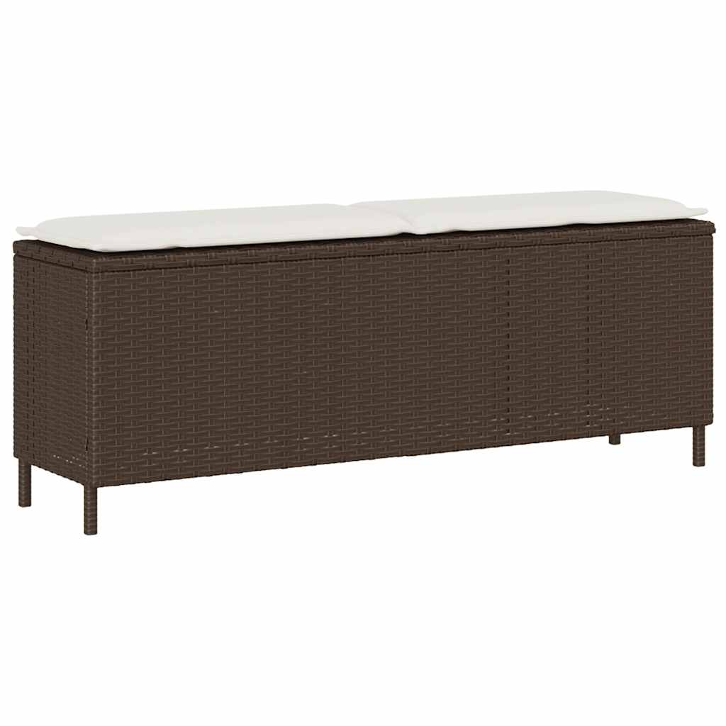 Gartenbank Braun mit Kissen 110 cm Poly Rattan
