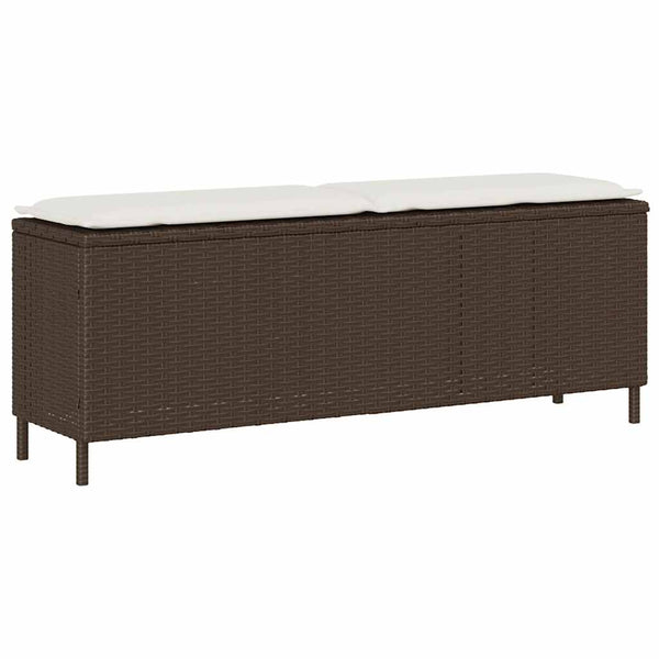 Gartenbank Braun mit Kissen 110 cm Poly Rattan