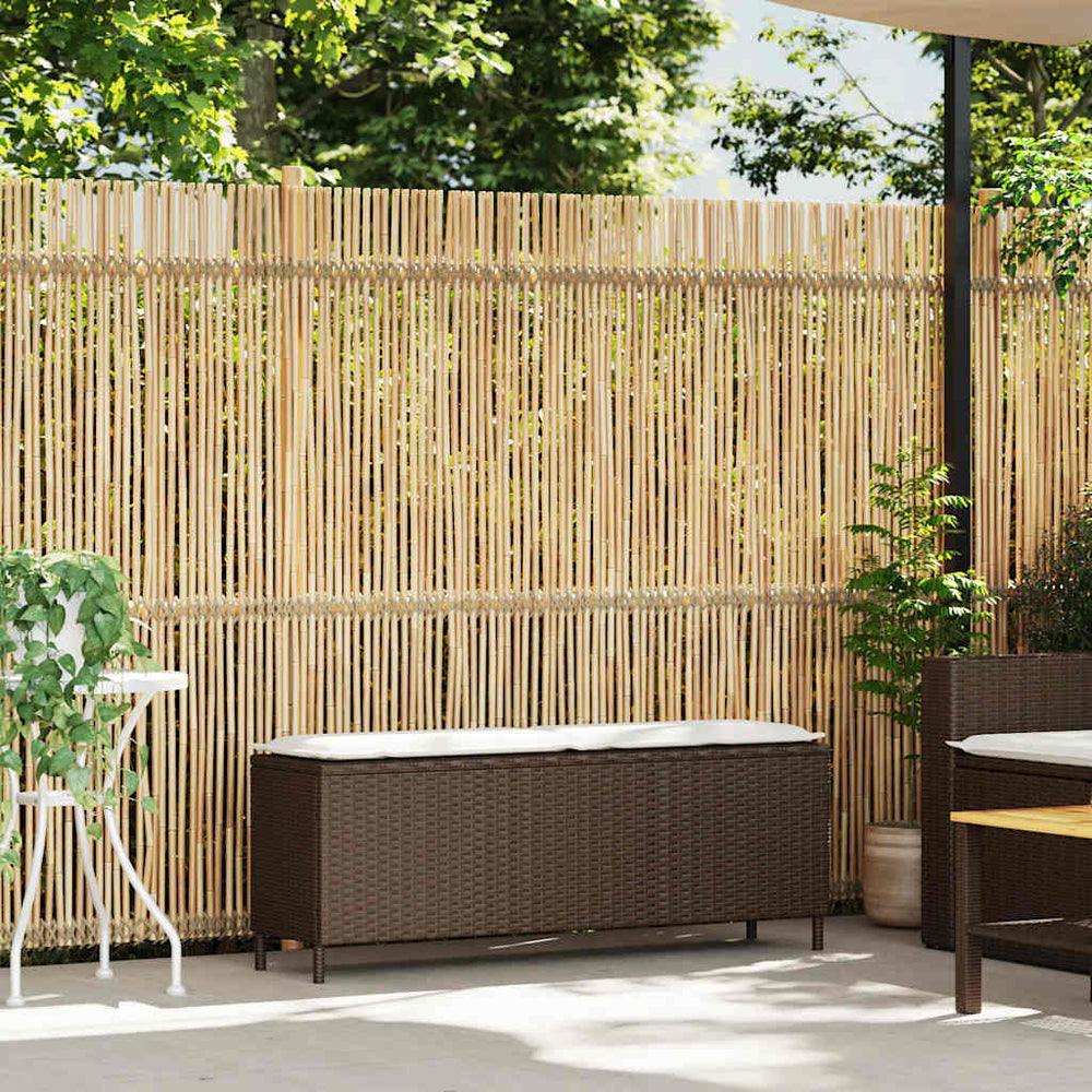 Gartenbank Braun mit Kissen 110 cm Poly Rattan