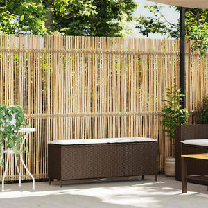 Gartenbank Braun mit Kissen 110 cm Poly Rattan