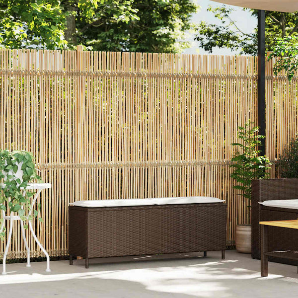 Gartenbank Braun mit Kissen 110 cm Poly Rattan
