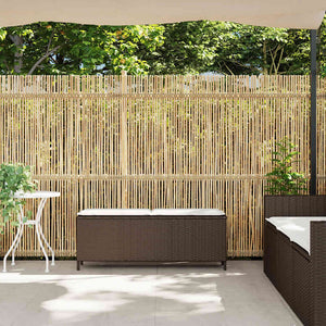 Gartenbank Braun mit Kissen 110 cm Poly Rattan