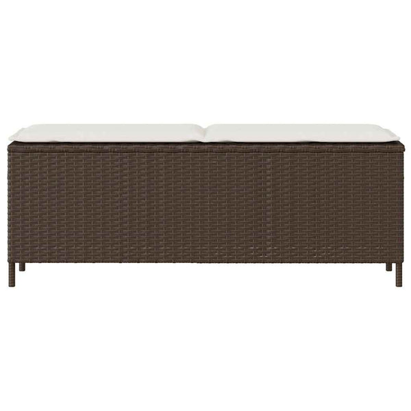 Gartenbank Braun mit Kissen 110 cm Poly Rattan
