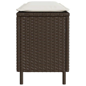 Gartenbank Braun mit Kissen 110 cm Poly Rattan